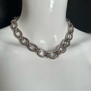 Vintage sterling silver Large statement Chain Link necklace